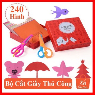 BỘ CẮT GIẤY THỦ CÔNG TẠO HÌNH CHO BÉ - BỘ GỒM 240 TỜ GIẤY KÈM KÉO AN TOÀN