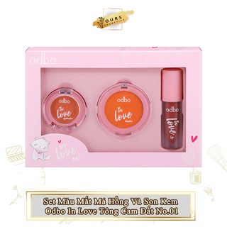 [Auth Thái] Set Màu Mắt Má Hồng Và Son Kem Odbo In Love Tông Cam Đất OD1038 No.01