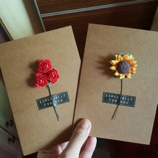 Thiệp kraft hoa hồng / hướng dương handmade Especially for You