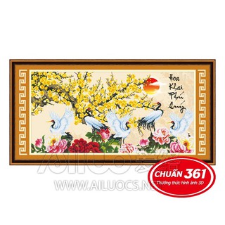 Tranh thêu hạc mai khai phú quý 3D Ailuo AL53359