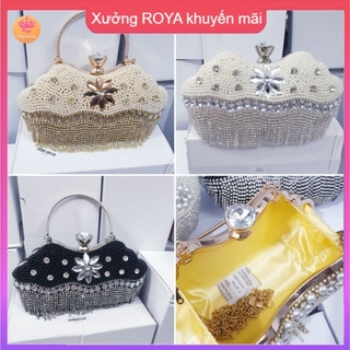 Ví Cầm Tay Nữ  FREESHIP  Clutch Dự tiệc ROYA cốp đính đá sang trọng đẹp sang chảnh 210C  - Giá Sỉ