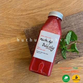 Chai thủy tinh / Lọ thủy tinh vuông nắp nhôm đựng sinh tố detox 350ml
