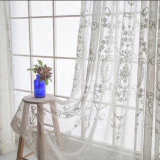 {Loại Đẹp - Kích Thước Lớn} Rèm Voan Trắng Thêu Phong Cách Châu Âu