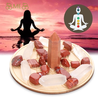 Bảng gỗ thiền chữa bệnh được trang trí cột và đá phong thủy chất liệu gỗ tự nhiên Reiki