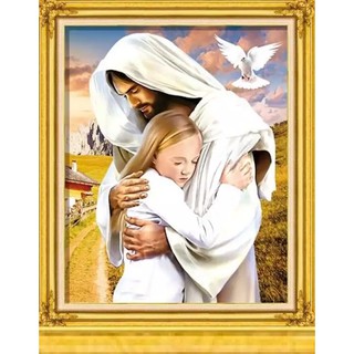 Tranh Đính Đá TÌNH YÊU CỦA CHÚA (ĐÁ ABC CAO CẤP). Kích Thước: 60cm x 50cm