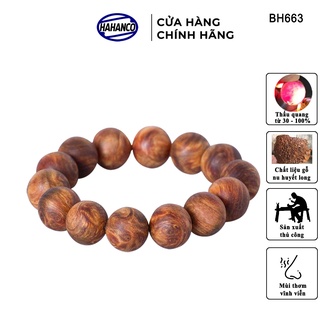 Vòng Tay Gỗ Nu Huyết Long Thấu Quang Để Mộc HAHANCO Mùi Thơm Vĩnh Viễn - BH663