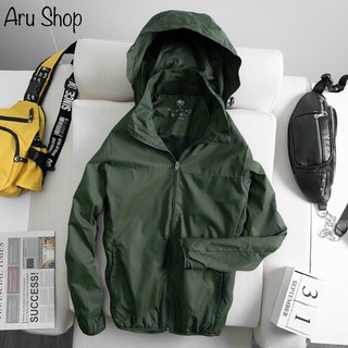 Áo Khoác Gió Nam Nữ Lót Lưới Siêu Nhẹ, Có Mũ Tháo Rời - Aru Shop