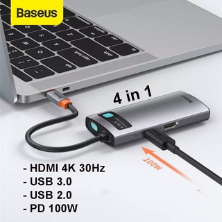 Bộ Hub chuyển Type C Baseus 4 in 1 cho Laptop Metal Gleam ( Type-C to HDMI/ USB3.0/ PD 100)
