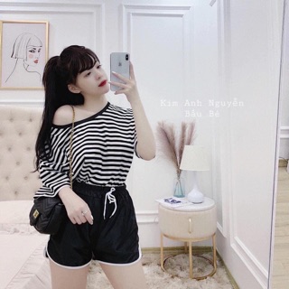 BỘ THỂ THAO KẺ NGANG TRẮNG ĐEN QUÂN LỤA SANG. HÀNG SIÊU RẺ SIÊU ĐẸP SIÊU XINH. HÀNG BAO CHUẨN BAO SIN.