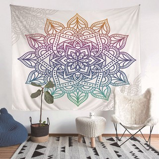 Tranh vải treo tường hoa mandala nền trắng tinh tế