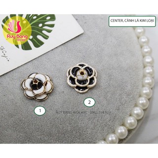 Mặt đính đá ❤️FREESHIP❤️ Cành lá kim loại, center đá đính hoa vải handmade