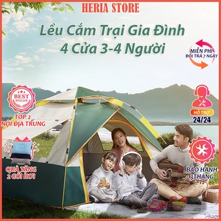 Lều cắm trại 4 người, lều tự bung dã ngoại picnic câu cá gia đình gấp gọn 4 cửa Heria Store