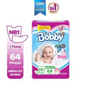 [Mã FMCG80 giảm 10% đơn từ 400K] Miếng lót sơ sinh Bobby Newborn 1- 64 miếng