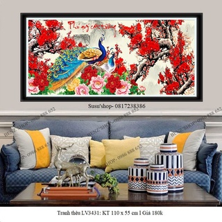 Tranh thêu chữ thập Phú quý cát tường LV3431 (110x55 cm)