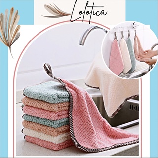 Khăn lau đa năng siêu thấm hút có móc treo-khăn lau tay,lau bát đĩa cotton đồ gia dụng nhà cửa Lolotiicaa_