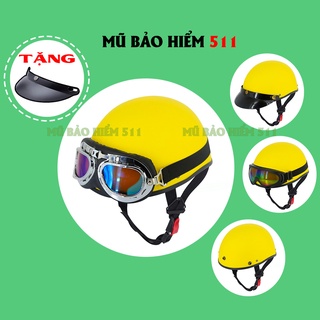 Mũ bảo hiểm nửa đầu 1/2 - VÀNG NHÁM TRƠN CAO CẤP (TẶNG LƯỠI TRAI)
