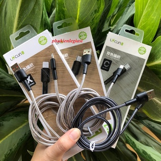 (Loại tốt)Cáp sạc dây dù C Lecun GS10 (FTL20) BỌC DÙ Micro usb Type C Lightning Iphone