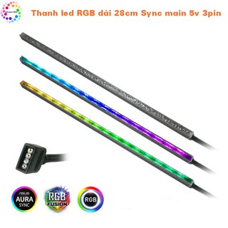 Thanh led RGB 28cm đồng bộ main 5v 3pin, Bề mặt phủ nhựa Arcrylic giả đá quý