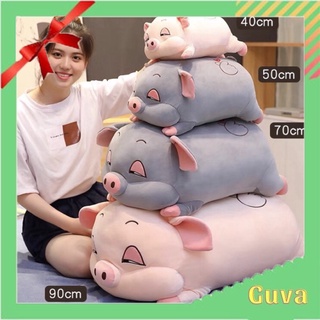 ` Gối ôm hình thú con heo béo mắt hí cute thú nhồi bông con lợn ngủ béo ú kích thước 35cm 55cm 80cm VG652