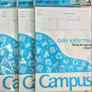 Combo 5 tập giấy kiểm tra Campus, không chấm. ( 1 túi =25 tờ đôi).