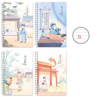 Sổ tay ghi chép học tập gáy lò xo A5 hình Thư Sinh cổ trang, dòng vở kẻ ngang, 120 trang Sakura Shop