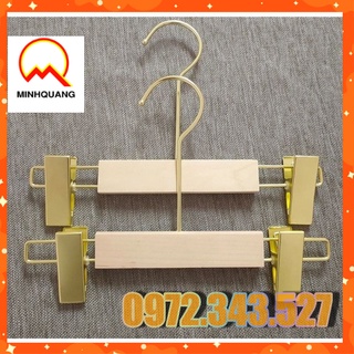 Kẹp gỗ mộc cao cấp có đầu kẹp và đầu móc mạ vàng sang chảnh - 2 kích thước (trẻ em và người lớn)