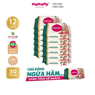 Combo 12 gói khăn ướt Mamamy 30 tờ/ gói kháng khuẩn, an toàn cho bé