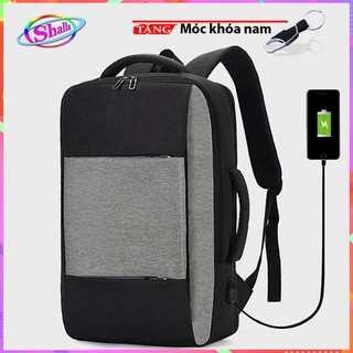 Balo đi học đi làm đa năng Hàn quốc có sạt phản quan Đen Xám Phối chống nước kép vào vali TY43 Shalla Tặng móc khóa nam