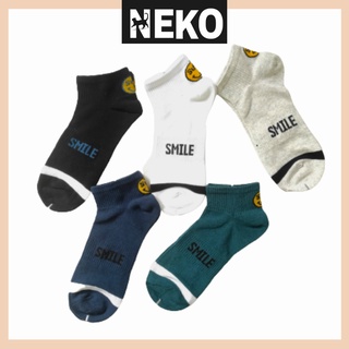 Vớ ngắn cổ sọc viền mặt cười, tất cố thấp smile nam nữ NEKO