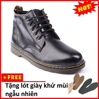 [Video- Ảnh Thật] Giày Boot Nam Cổ Lửng Đế Khâu Da Trơn Màu Đen Cực Chất - M354-DEN (L)