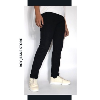 [Mã IC0215 giảm 20K đơn 0đ] Quần jeans nam basic Royjeans đen trơn ống đứng co giãn không rách (44 -97kg)