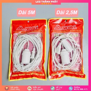 Đui Đèn Liền Dây NIVAL 5A - 250V  Đui Đèn Chịu Nhiệt Chịu Mưa Có Công Tắc Dạ Quang