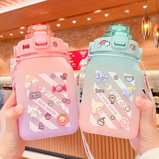 Bình Nước 1.5 Lít Có Vạch Chia Mực Nước Phong Cách Thể Thao Tặng Kèm Sticker