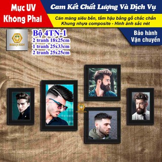 Bộ 5 Tranh Khung Trang Trí Quán Tóc, Tiệm Barber, Salon Hair | 4TN1