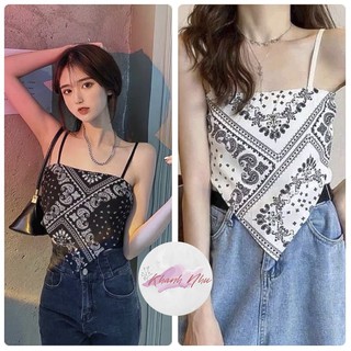 Áo 2 Dây Nữ Thổ Cẩm Họa Tiết 🦋 Áo Yếm Nữ Họa Tiết In Chất Borip 2 Màu 🦋