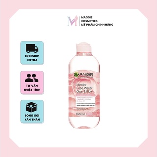 NƯỚC TẨY TRANG GARNIER MICELLAR ROSE WATER CLEANSE &amp; GLOW DULL &amp; SENSITIVE SKIN 400ML MẪU MỚI