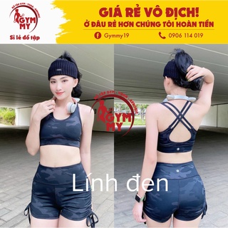 [Hàng xuất khẩu] Bộ Thể Thao Đùi Rút Dây Chéo Lưng Tập Gym Yoga Aerobic