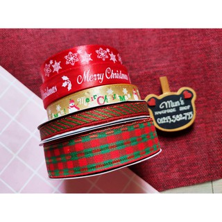 Ruy băng giáng sinh Merry Christmas, bông tuyết, caro (cuộn)