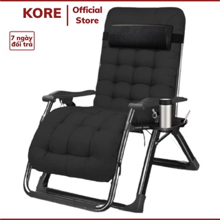 [Ảnh chụp] Ghế xếp thư giãn cao cấp ngồi giải trí đọc sách nút chỉnh nằm ngả lưng + Tặng Nệm, khay để nước