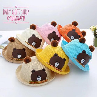 Mũ cói đi biển cho bé mũ mùa hè thời trang cho bé trai bé gái phong cách Hàn Quốc
