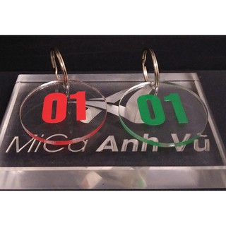Combo 12 Thẻ móc khóa trong suốt đánh số tùy chọn