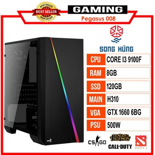 Máy bộ PC GAMING Pegasus 008 (I3 9100F/H310/8GB RAM/GTX 1650 DDR6 /500W/Tản nhiệt CPU Jonsbo CR-1000 RGB)