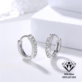 Khuyên tai vòng tròn gắn đá nhỏ - Bông tai tròn Bibi silver - BBS