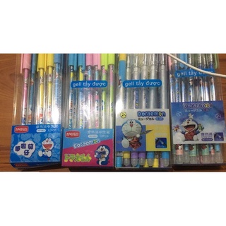 0[GIÁ SỈ] Bút Gel Nét Trơn Nhẹ Luyện Chữ Bút Mực Tím Tẩy Xoá Được Doraemon Hộp 12 Chiếc