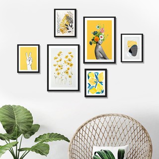 Set tranh hiện đại treo tường - 6 bức tranh Decor Tone Vàng