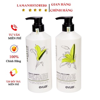 Dầu Gội Evuar keratin kiềm dầu siêu phục hồi tóc yêu nát mềm mượt chống rụng tóc hương thơm nước hoa cặp 785mlchính hãng