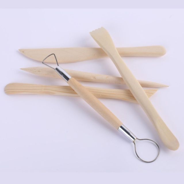 Bộ 5 Cây Tạo Hình Điêu Khắc Đất Sét, Làm Gốm, Cán Gỗ