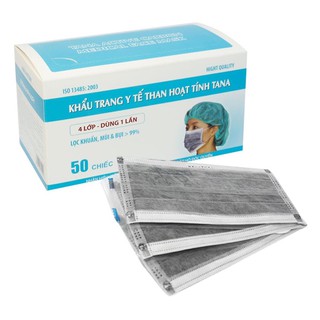 Khẩu trang y tế than hoạt tính TANAPHAR 4 lớp hộp 50 cái