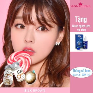 Kính áp tròng 1 năm màu nâu sáng Silk Brown ANN365 chất liệu Silicone Hydrogel đeo 12H/ ngày