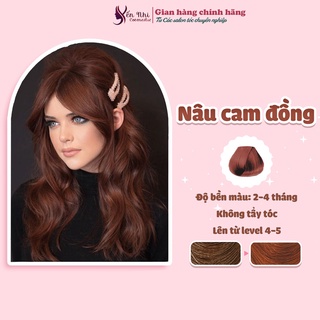 Thuốc nhuộm tóc nâu cam đồng tặng kèm oxy trợ nhuộm, găng tay , Mỹ phẩm tóc yến nhi
